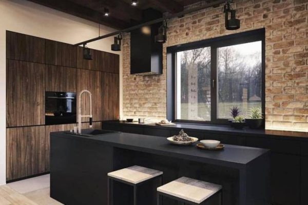 Black and brown kitchen decor