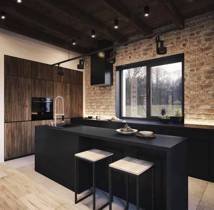 Black and brown kitchen decor