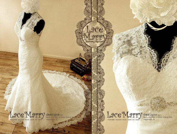 Wedding dress lace keyhole back